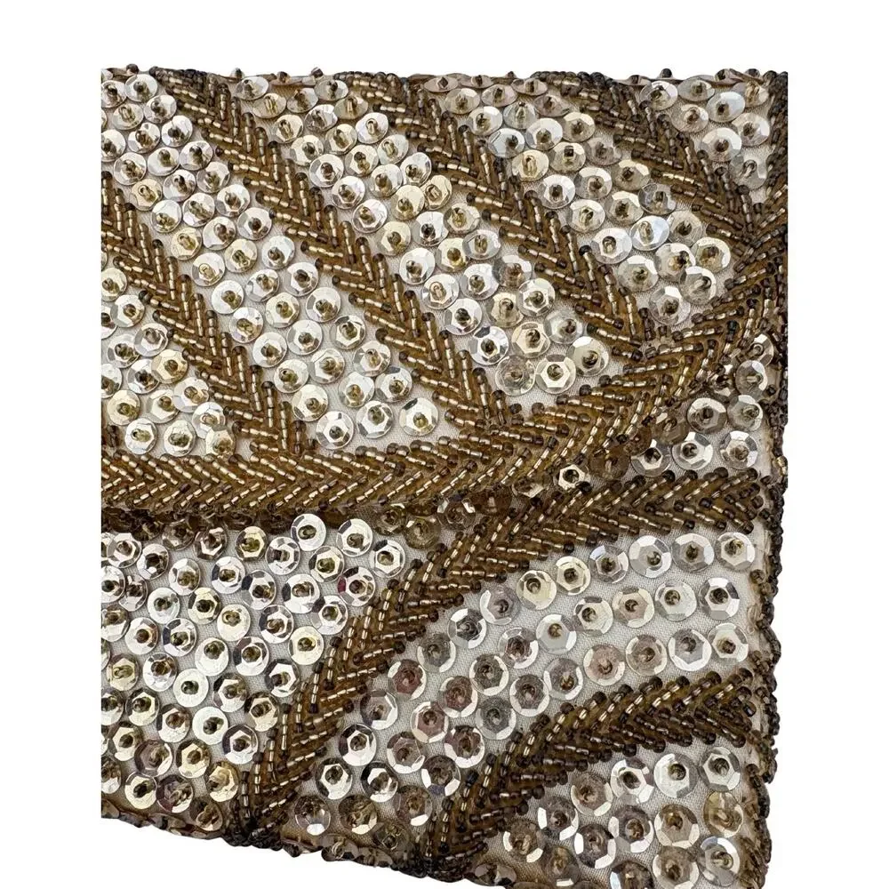 Vintage Magid Gold Sequin Beaded Evening Clutch Purse Art Deco Style